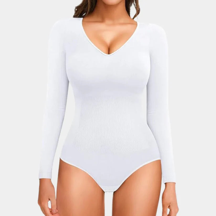 GoddessCurve™ Long Sleeve V-Neck Sculpting Bodysuit