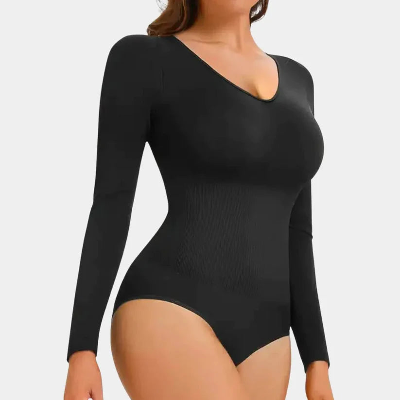 GoddessCurve™ Long Sleeve V-Neck Sculpting Bodysuit