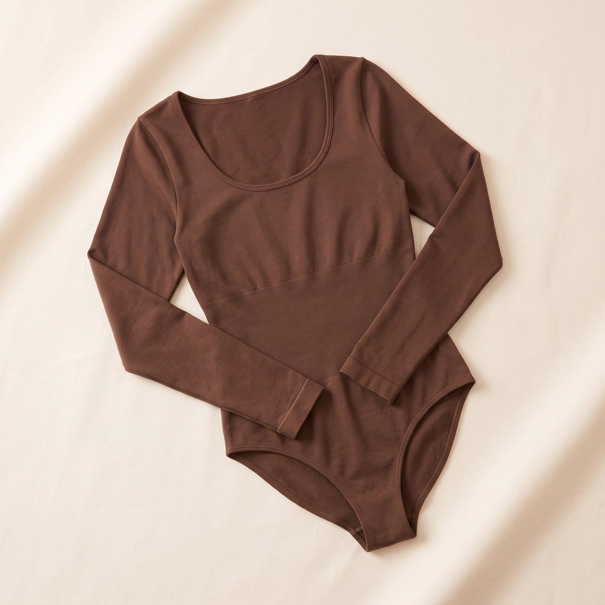Goddess Sculpt Long-Sleeve Bodysuit in Mocha